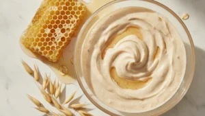 Máscara natural de mel e aveia para limpar pele com acne