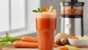 Suco detox com cenoura e gengibre para limpar a pele